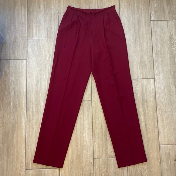 Vintage Happy Legs High Rise Maroon Dress Pants Womens 11 ILGWU USA 70s Wide Leg - Picture 1 of 9